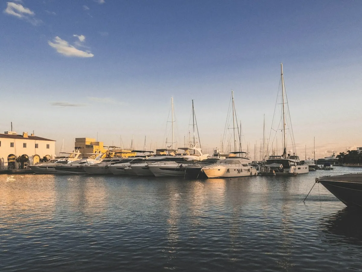 Yachts moored at Limassol Marina, Cyprus, at sunset — a prime coastal property area where GiveTurn helps real estate agencies attract international buyers online
