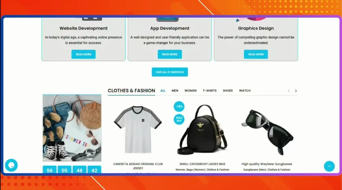 DimeLand website — services and product categories