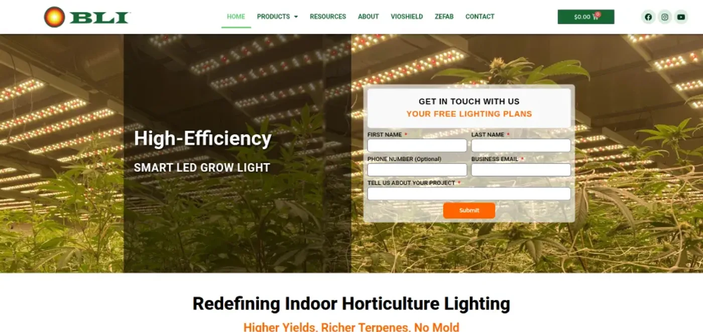 BoulderLamp website — Smart LED Grow Light hero banner