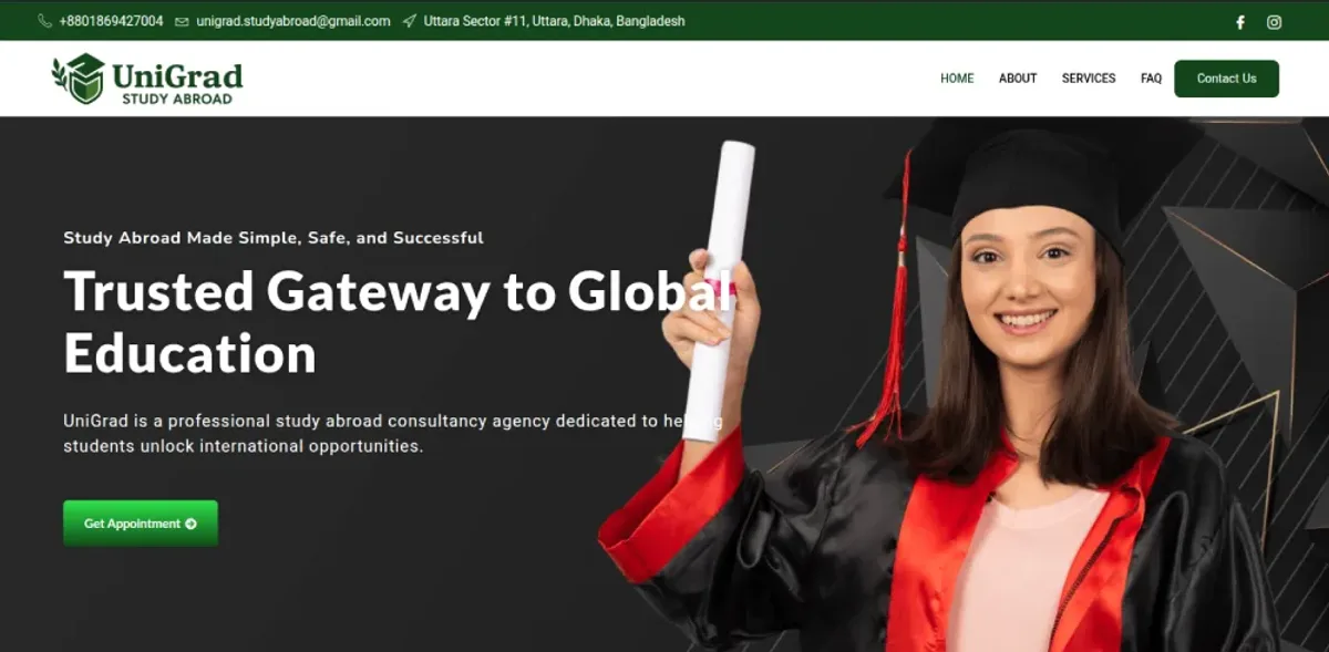 UniGrad website screenshot
