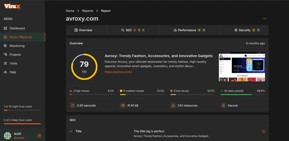 Virux Web Scanner Development