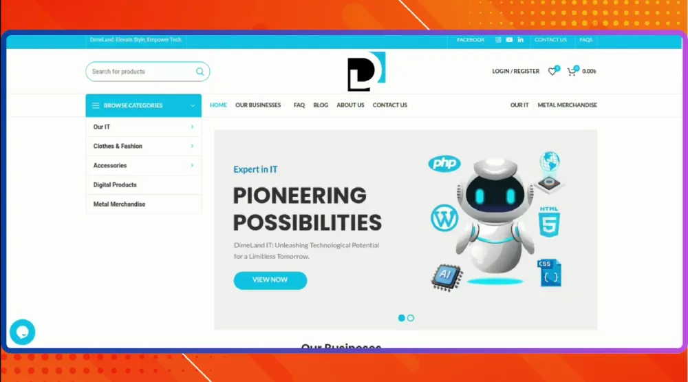 DimeLand multi-vendor e-commerce website development
