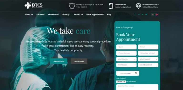 BTCS Medical Tourism Website Development